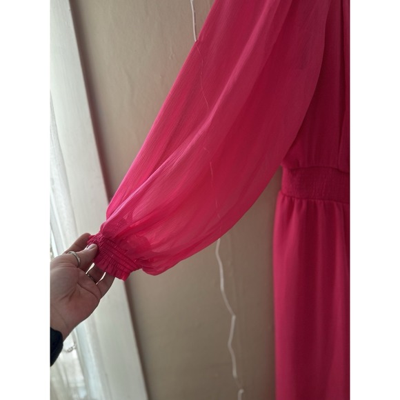 Sofia Jeans Womens Puff Sleeve Tiered Midi Dress Size XXXL Pink Chiffon Cottage - Picture 3 of 10